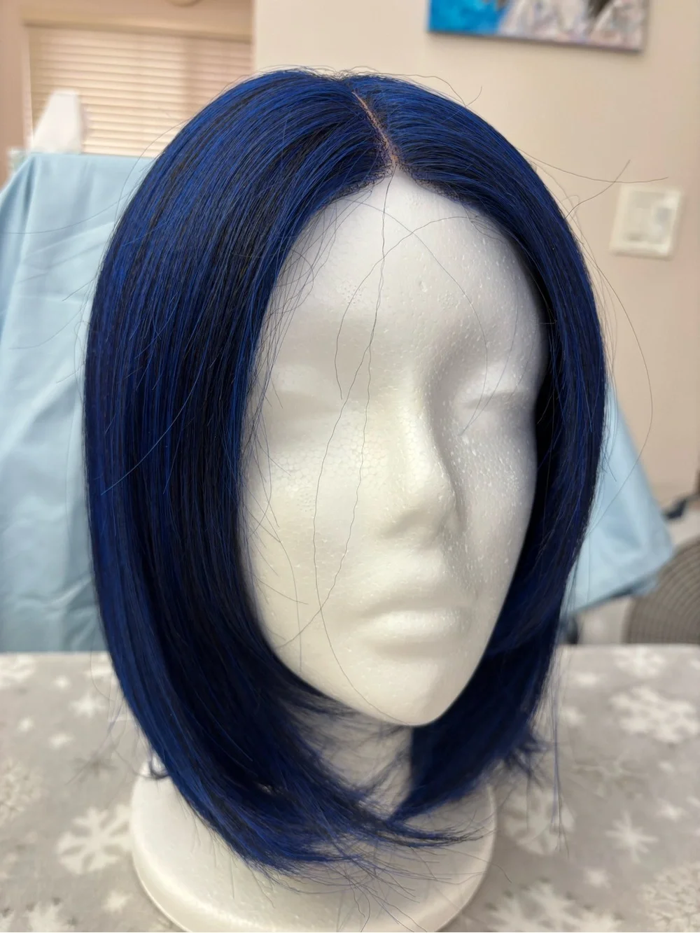 Sleek Navy Blue Straight Bob Wig - Deep Blue Shade